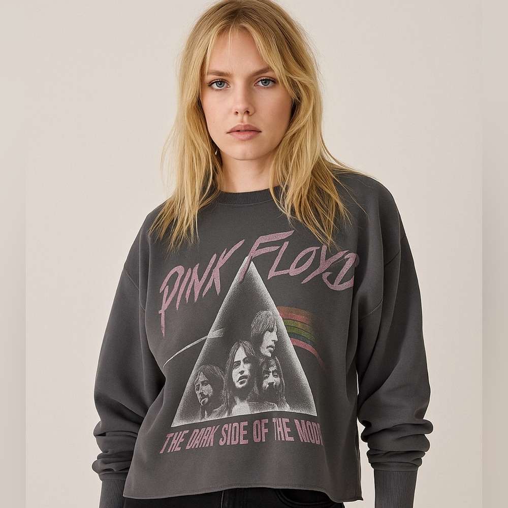Pink Floyd Dark Side of the Moon Sweatshirt - Charcoal and Pink